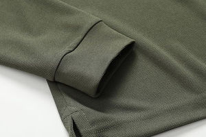 Chemise polo à manches longues décontractée pour homme, chemise polo à séchage rapide avec motif uni - Product Image 4