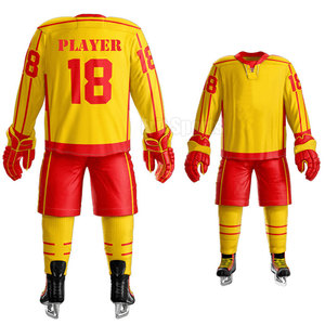 Ensemble d'uniformes de hockey sur glace respirants pour hommes, 100 % polyester, personnalisable, vente directe d'usine en gros - Product Image 3