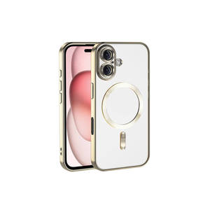 Coque de protection Netzy Luxury pour iPhone 16 Plus avec chargement sans fil MagSafe, en silicone doré, protection de l'appareil photo, style électroplaqué - Product Image 1