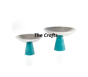 Bulk Stainless Steel Serving Bowl With Resin Stand In Silver And <b>Green</b> <b>Color</b> Chocolate Bowl Set Of 2 Different Size - Product Image 3