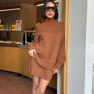 Conjunto de Dos Piezas Elegante Vintage Marrón - Atuendo Coordinado de Estilo Retro para Mujer - Textil Turco de Alta Calidad Moda Clásica al por Mayor - Product Image 1