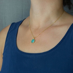 Nuevo diseño 925 collar con colgante de plata esterlina sólida Aqua Calcedonia corte capas cadenas bonitas accesorios de joyería para fiesta - Product Image 2