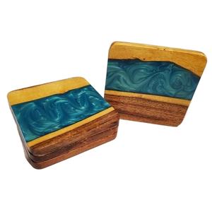 Luxury Design <b>Marine</b> <b>Resin</b> Coasters Customizable High Quality <b>Resin</b> for Home and Customized Acacia Wood Epoxy <b>Resin</b> coaster - Product Image 1