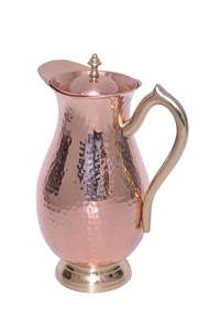 Durable 1.5L Hammered Design Pure Copper <b>Water</b> <b>Jug</b> <b>with</b> Leak-Proof <b>Lid</b> Stylish Ayurvedic Health Benefits Plastic Drinkware - Product Image 2