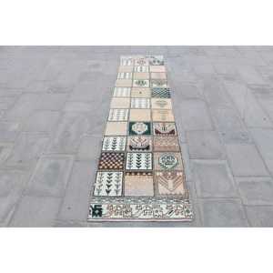 พรมขนาด 2.2x8.7 ฟุต, พรมวินเทจแบบ Runner, พรมลายปะติดสีน้ำตาล - Product Image 1