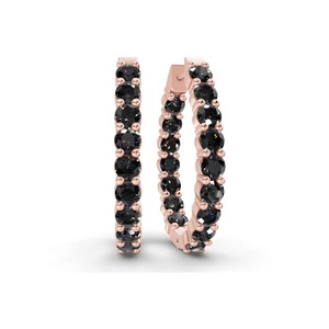 Pendientes de Aro con Diamantes Cultivados en Laboratorio, Color Negro Medianoche, 1 Ct Tw, Claridad VS, Oro Sólido de 14K, Estilo Atrevido y Elegante - Product Image 3