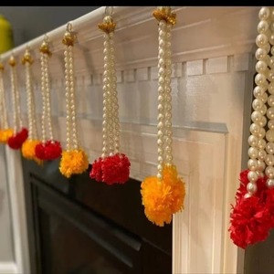 ของตกแต่งแขวนประตูแบบอินเดีย ลาตกัน ทอรัน เมเฮนดี ฮาลดี สำหรับตกแต่งผนัง หน้าต่าง งานดีวาลี งานแต่งงาน ฉากหลังพุจา - Product Image 1