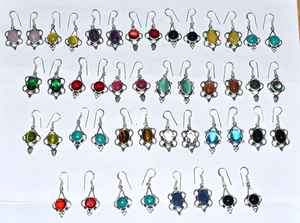 Solid 925 Sterling Silver Drop <b>Earrings</b> Natural Multi-Gemstone Bezel Setting Bahamian Design Wholesale Bulk Lot Manufactures - Product Image 6