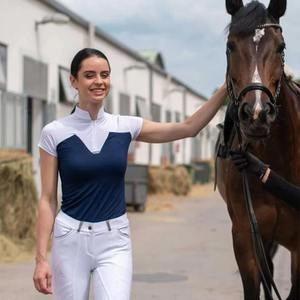 Ropa de Equitación Personalizada para Mujer, Camisa y Pantalones Cortos, Manga Corta, Tejido de Lona Sólido, Transpirable, para Exhibiciones Ecuestres - Product Image 6