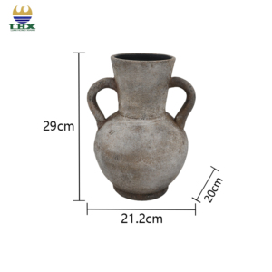 Florero de cerámica Wabi-Sabi de fábrica <span class=keywords><strong>con</strong></span> orejas dobles, jarrón antiguo moderno hecho a mano único, decoración Ideal para flores secas - Product Image 2