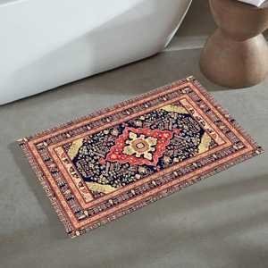 Navy And Red Printed Area Rug, Classic Pattern Decorative Carpet,Chenille Rug - Product Image 4
