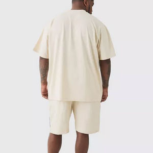 Conjunto corto personalizado logotipo frontal verano hombres chándal abajo hombro manga camisa pantalones cortos conjuntos para hombres Casual Streetwear traje de 2 piezas - Product Image 5