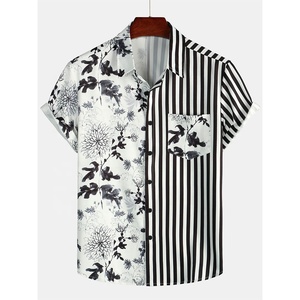 Chemisier à manches courtes pour hommes, imprimé, personnalisé, couleur assortie, printemps été chemises décontractées pour hommes - Product Image 1