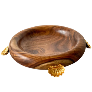 Cuenco de madera clásico con acentos de pescado de estrella dorada, cuenco para servir aperitivos, cuenco y platos de madera decorativos para el hogar para la mejor venta - Product Image 5