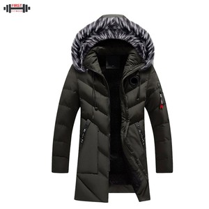 Distressed <b>Canvas</b> Men's Puffer <b>Jacket</b> Thick Plain Black Custom Printed Washed Hole Decorations Stand Front Pocket Anti-Bacterial - Product Image 1