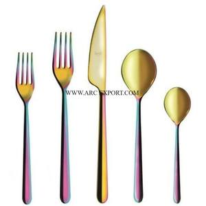 ชุดช้อนส้อมแบบแบนมีดสเตนเลสขัดเงาสีทองดีไซน์เนอร์ชุดเครื่องใช้บนโต๊ะอาหาร - Product Image 4