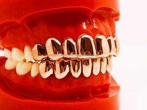 Nuevo Hip Hop Grillz 10K chapado en oro Set Plain 8 dientes parte superior inferior con oro plata y oro rosa negro sin piedras Grillz - Product Image 5