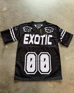 Logo personnalisé col en V T-shirt de sport Boxy t-shirts surdimensionnés hauts courts vêtements unisexe maille Football Streetwear Jersey T-shirt pour hommes - Product Image 3