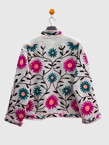 Veste à col mandarin brodée à la main avec des motifs floraux, manches longues, taille plus, vêtements de printemps pour femmes, style bohème en coton - Product Image 5