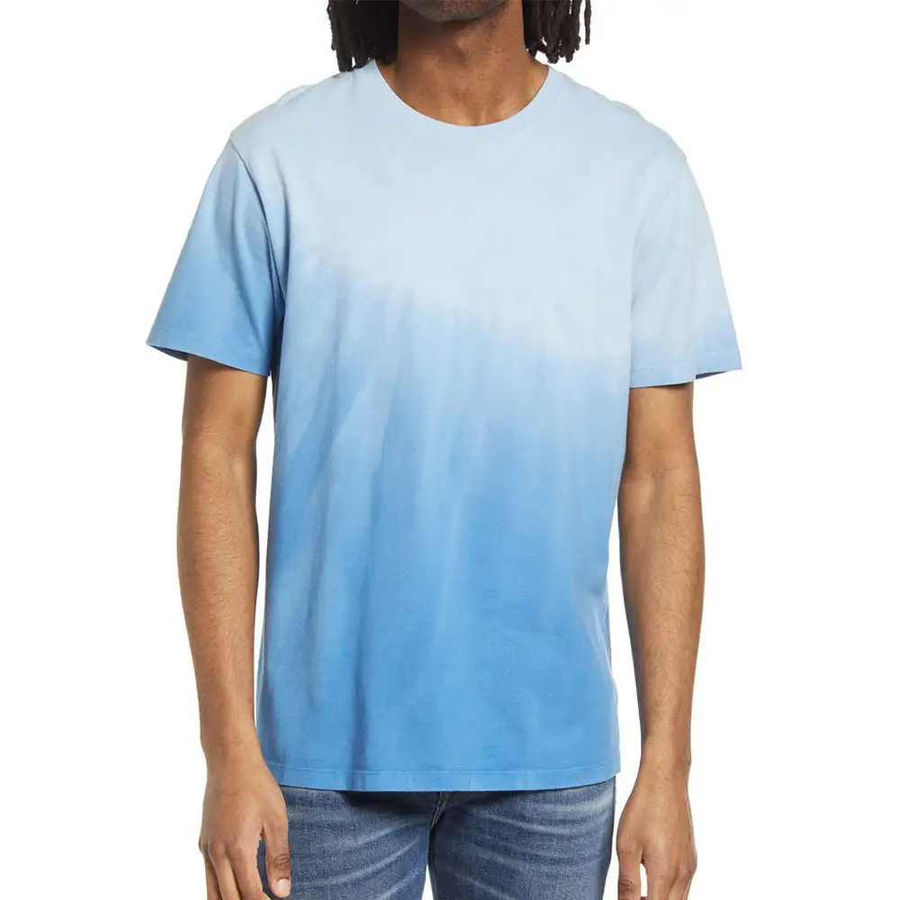Галстук-краситель двух цветов Контрастные мужские футболки с круглым вырезом с коротким рукавом Пользовательский логотип Футболка