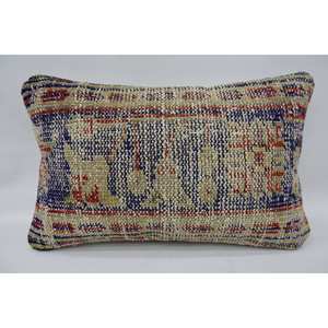 Almohada de lana de retazos Kantha Multicolor, 12x20 pulgadas, patrón tejido bordado Floral suave para uso en sofá - Product Image 1