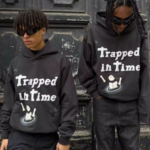 Sudadera con capucha de peso pesado para hombre con estampado gráfico 3D Sudadera con hombros caídos Sudadera con capucha corta francesa Terry Boxy - Product Image 5