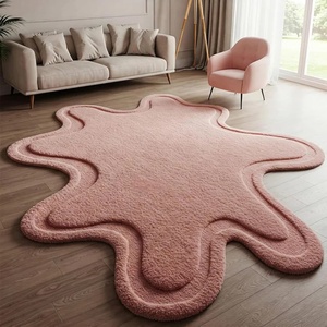 Alfombra moderna de forma Irregular, alfombra de burbuja rosa, Alfombra de suelo con mechones abstractos de lujo para sala de estar creativa, alfombra hecha a mano de alta personalización - Product Image 1