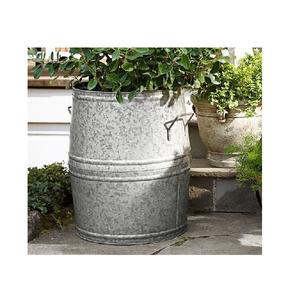 Soporte de macetero ovalado de acero galvanizado antiguo, sin asas, florero para el hogar y el jardín, Juego de 2 piezas - Product Image 6