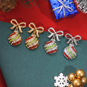 2025 avrupa ve amerikan basit noel elmas şanslı çanta yay saplama küpe ile süslenmiş - Product Image 4