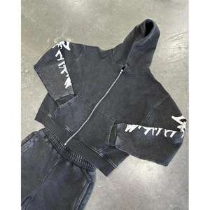 Custom Logo <b>Men</b> Sweat Suit Flared Sweatpants And Hoodie <b>Sets</b> Unisex Tracksuits Puff Print Hoodies Flare Sweat Pants <b>Set</b> - Product Image 2