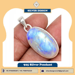 เครื่องประดับจี้เงินรูปวงรีสีฟ้าธรรมชาติสีรุ้งจี้เงินจี้เครื่องประดับของขวัญครบรอบเครื่องประดับสำหรับเธอ - Product Image 4