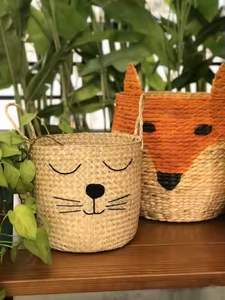 Handmade Natural Water Hyacinth <b>Basket</b> for Decorative <b>Storage</b> in Living Room Bedroom or Bathroom - Product Image 5