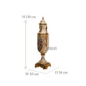 Hand Painted Porcelain Decorative <b>Vase</b> with <b>Gold</b> Plated Details Luxury Tall Classic Art Piece for Elegant Home Decor - Product Image 4