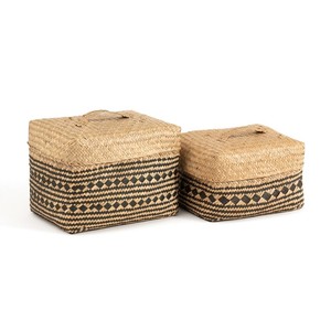 Seagrass storage lid basket <b>boxes</b> natural organization sea grass box for home kitchen bedroom - Product Image 5