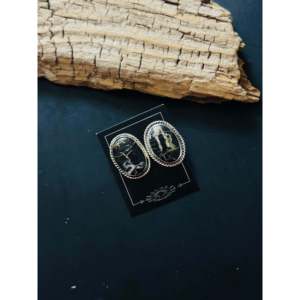 Navajo Handmade White Buffalo & <b>Sterling</b> <b>Silver</b> <b>Stud</b> Earrings Bezel Setting Inlay - Product Image 4