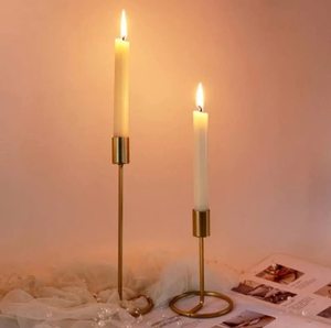 Soportes de velas elegantes Soporte de velas de moda con acabado dorado Decoración de mesa elegante para bodas Fiestas Cenas románticas Soportes - Product Image 3