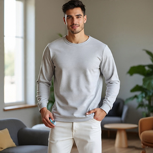 Camiseta de verano con hombros caídos para hombre, camisetas ligeras de primavera, camiseta de gran tamaño de manga larga con cuello redondo para hombre - Product Image 5