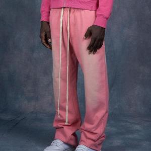 Pantalon de survêtement en molleton avec logo personnalisé 100% coton lavé à l'acide en éponge française baggy pantalon de survêtement évasé empilé pour hommes - Product Image 6