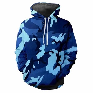 Sudadera con capucha deportiva de otoño e invierno para hombre, jersey de lana de camuflaje grande con cordón relajado, ajuste holgado para deportes cómodos - Product Image 1
