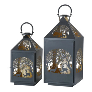 Handmade <b>Moroccan</b> Black Gold Antilope Cutout Design Metal Candle <b>Lanterns</b> Christmas Decorative Pillar Holder Jars for Home - Product Image 1