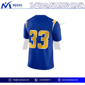 OEMODM, camisetas de balones de fútbol americano de Color azul personalizado, alta calidad, 100% poliéster, patrón sólido, ropa deportiva, camiseta de fútbol para hombres - Product Image 2