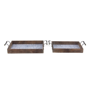 Juego de bandejas de madera al por mayor de fábrica en un rico color Acacia con forma rectangular elegante y diseño atemporal, ideal para entretener - Product Image 2