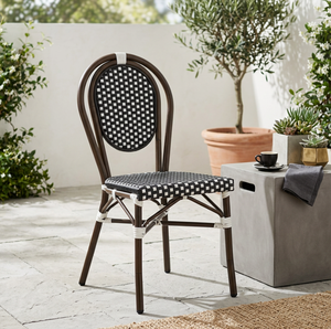 Chaise de bistrot de style français, structure en aluminium, tressage en <span class=keywords><strong>corde</strong></span> noir et <span class=keywords><strong>blanc</strong></span>, <span class=keywords><strong>fauteuil</strong></span> de patio extérieur/chaise sans accoudoirs - Product Image 6