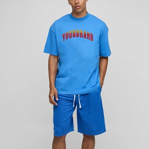 Survêtement de sport deux pièces décontracté d'été pour hommes Survêtement de jogging pour hommes Respirant imprimé personnalisé pour hommes - Product Image 3