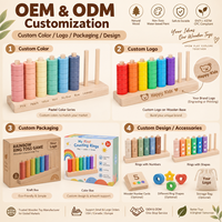 Jeu de lancer d'anneaux en bois arc-en-ciel EDULAND en gros, jouet éducatif Montessori pour le tri des couleurs et le comptage pour enfants OEM ODM