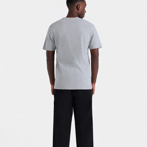 เสื้อยืดคอกลมแขนสั้นของผู้ชายผ้าฝ้ายสีทึบเสื้อลำลองทรงหลวมเรียบง่าย - Product Image 2