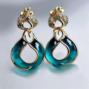 Pendiente de Plata de Ley 925, pendiente de piedras preciosas verdes chapado en oro de 18 quilates para mujeres y niñas, pendiente - Product Image 5