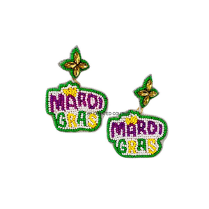 Exclusive Indian Hand <b>Beaded</b> Customizable <b>Mardi</b> <b>Gras</b> Earrings 2025 for Women - Product Image 2