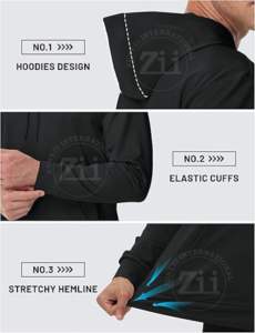 Sweat-shirt en coton 100% brodé avec fermeture éclair, couleur unie, décontracté, polaire, épais, chaud, tricoté, à capuche, ventes chaudes 2025, nouveau, hiver, homme - Product Image 4