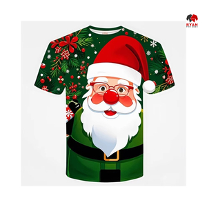 Sólido Simple lavado frontal de alta calidad personalizado impreso camisas de Navidad sublimación Navidad - Product Image 2